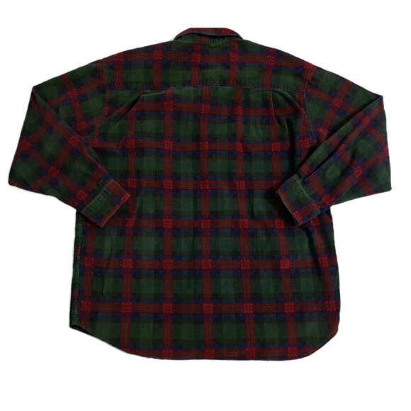 Corduroy Shirt Mens Large Red Green Button Up Check GH Bass Vintage Tartan - Picture 4 of 7